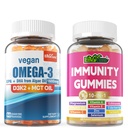Vegan Omega 3 Gummies + 10 in 1 Immune Support Supplement Gummies