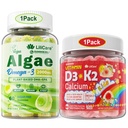 LILICARE Bundle Vegan Omega 3 Supplement Gummies + Kids Vitamin D3 K2 Filled Gummies