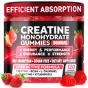 Creatine Gummies Monohydrate Complex, Chewable Creatine Monohydrate Gummies for Men & Women with L-Taurine, BCAA 2:1, B12/6, Building Muscle Strength and Boost Focus, 30 Days Supply