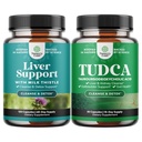 Bundle of Liver Cleanse Detox & Repair - Milk Thistle with Dandelion Root Choline Beetroot Artichoke Extract and Advanced Bile Salt TUDCA Supplement 500mg per Serving - Tauro Ursodeoxycholic Acid