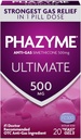 Phazyme Ultimate Strength Anti-Gas 500 mg Simeticone Gas Relief for Adults, Fast Gels Quickly Ease Bloating, Pressure and Discomfort, 20 Count