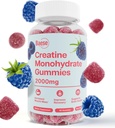 Creatine Monohydrate Gummies for Men & Women - High Purity Sour Blue Raspberry- Chewable Creatine Infused Gummy forשרירים Power & Energy Boost, Bioavailable Pre-Workout תוסף