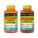 MASON NATURAL Ultimate Joint Support Bundle, Glucosamine & Fish Oil + Glucosamine Complex with MSM, 90 Softgels + 90 Capsules