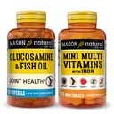 MASON NATURAL Glucosamine Chondroitin & Daily Multi Vitamin Bundle with DHA, Omega-3, Iron, B-Complex & Calcium – May Support Joint and Immune Health