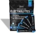 Enhanced Electrolyte Powder Stick Packs (Blue Raspberry | 20 Packets) w/ 0 Sugar +BCAAs +B-Vitamins Electrolyte Supplement w Potassium Zinc & Magnesium for Hydration - Keto Electrolytes