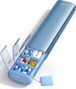 Vayjelen 7 dní Týdenní Pořadatel pilulky (Podpora 2 krát denně), Metal Travel Pill Pouzdro, Velká kapacita Denní roztomilý Pill Box pro doplňky, pilulky, vitamíny a léky (modrá)