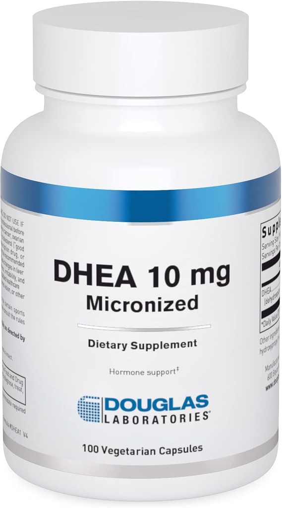 Douglas Laboratories DHEA 10 mg kapslid - mikroniseeritud - toetab hormoonide tasakaalu, immuunsust, aju, luude tervist ja ainevahetust * - mitte-GMO - 100 taimekapslit