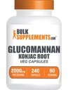 BulkSupplements.com Glucomannan Capsules - as Konjac Root Extract, Glucomannan Supplements, Herbal Supplement - Gluten Free, 4 Capsules per Serving, 240 Count (Pack of 1)
