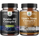 Bundle of Nootropic Memory Supplement with Vitamin B 12 Bacopa Monnieri Rhodiola Rosea DMAE Ginkgo Biloba and Advanced Lion's Mane Mushroom Supplement - Reishi Chaga Maitake Shiitake for Brain Support