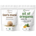 Micro Ingredients Oil of Oregano Softgels & Lions Mane Mushroom Supplement Powder Bundle 2 Pack | Carvacrol & Thymoquinone | Natural Superfood for Brain, Energy, & Immune Health
