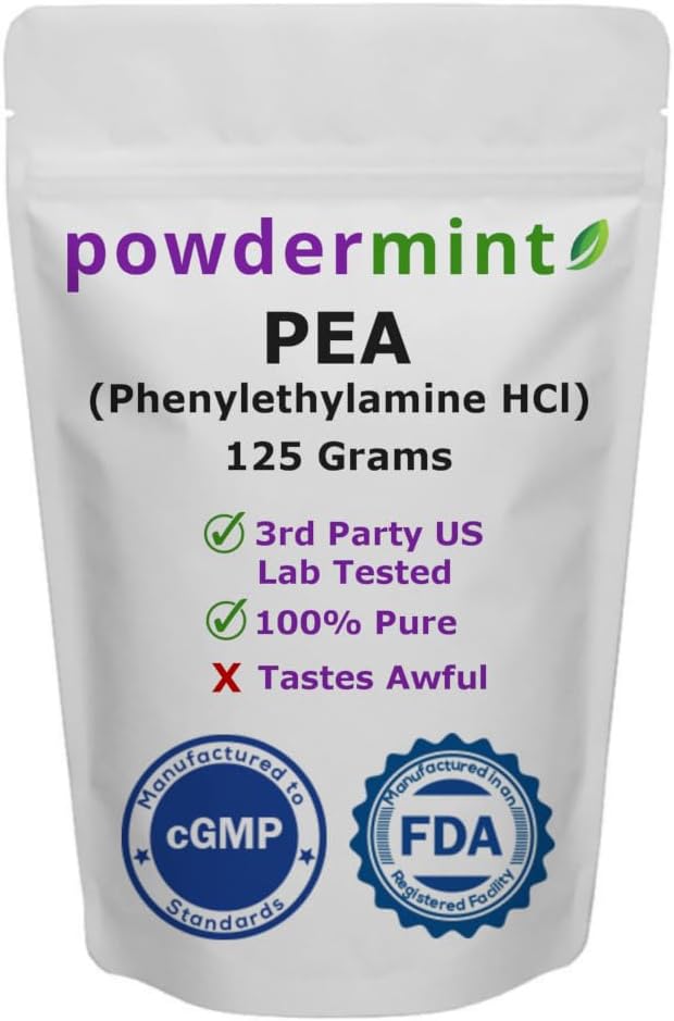 Beta feniletilamino HCl (Pea) Milteliai - Mood, Energy (125 Gramas)