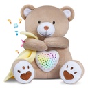 BEREST Rechargeable Baby Sleep Soother Bear, Mom's Heartbeat & Lullabies, White Noise Sound, Nursery Decor Night Light Projector, Toddler Crib Sleeping Aid, Baby Shower Gifts