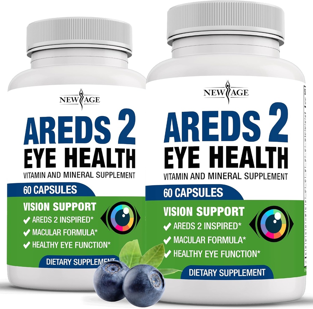 AREDS Baru 2 Eye Vitamin Berisi Bilberry 6000mg Lutein (32Mg), benih Grape (6000 mg), Eyebright (1000 mg), dan Alaxanthin (8 mg) - 120 Count