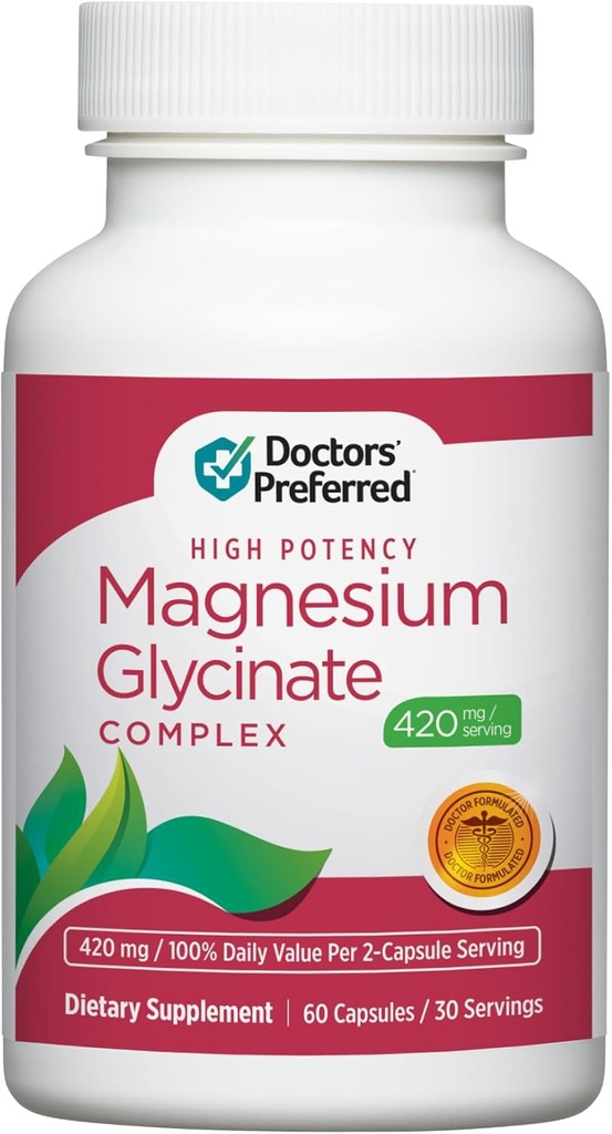 DOCTORS "Preferred High Potency Magnézium Glycinate Complex - Lekár-Developed Formula pre zdravie srdca, Mood Support a viac 