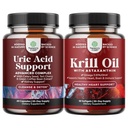 Bundle of Herbal Uric Acid Cleanse and Detox and Antarctic Krill Oil Softgels - Essential Daily Kidney Cleanse and Uric Acid Support - High Absorption Krill Oil Omega 3 Fatty Acid Supplement