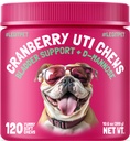 Cranberry UTI Chews for Dogs Bladder Support + D-Mannose Supports Kidney Urinary Tract and Bladder Health Natural Cranberry Wellness Supplement Immune System Booster Natural Pet Antioxidant 120 Chews