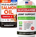STRELLALAB Salmon Oil + Liquid Glucosamine Bundle – Omega 3 for Skin, Coat & Itch Relief + Hip & Joint Mobility Support – EPA+DHA, Glucosamine, MSM & Collagen – 32 Fl Oz + 16 Fl Oz – Made in USA