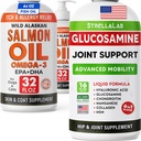 STRELLALAB Salmon Oil 64 Oz + 16 Oz Glucosamine Bundle – Omega 3, EPA & DHA for Skin, Coat, Itch Relief + Hip & Joint Mobility Support with MSM&Collagen – 80 Fl Oz – Made in USA