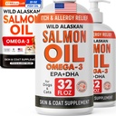 STRELLALAB Wild Alaskan Salmon Oil Bundle – Omega 3 for Skin, Coat & Itch Relief + Shedding Support – EPA & DHA Fatty Acids – 96 Fl Oz Liquid Total (64 Oz 2-Pack + 32 Oz) – Made in USA