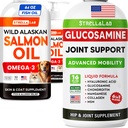 STRELLALAB Salmon Oil 64 Oz (2-Pack) + Liquid Glucosamine 16 Oz Bundle – Omega 3 for Skin & Coat + Glucosamine, MSM & Collagen for Hip & Joint Mobility – EPA & DHA – Made in USA