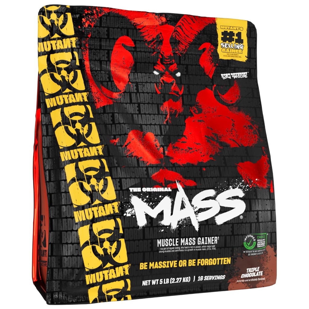 Mutant Mass | Weight Mass Gainer Protein Powder - high Calorie Protein Powder for Mass gain - Triple Chocolate - 5 Pound