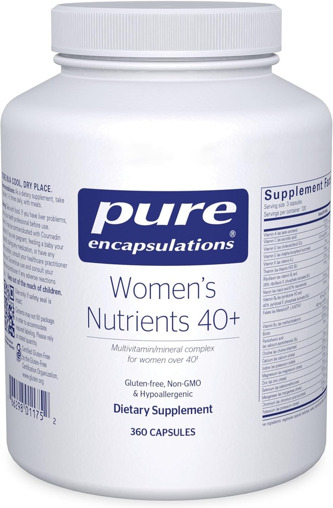 Encapsulations Women's Foodsents 40+ - Multivitamin לנשים מעל 40 כדי לתמוך בריאות וטרינרית טריקט, גידול תאי השד ועין * - עם ויטמין C, E & A - 360 קפסולות