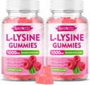 2 แพค L-Lysine 1000mg Gammies, Lysine Supplement for ups & February, Aminos for Lips & Oral Heal Heal, Boost Immun & Collagen & Calcumium, Sweet, Raspberry Fafvor, 120 Count