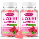 MEENCCD 2 Pack L-Lysine 1000mg Gummies, Lysine Supplement for Adults & Kids, Essential Amino Acid Supplement Supports Collagen Formation, Sugar-Free, Raspberry Flavor, 120 Count