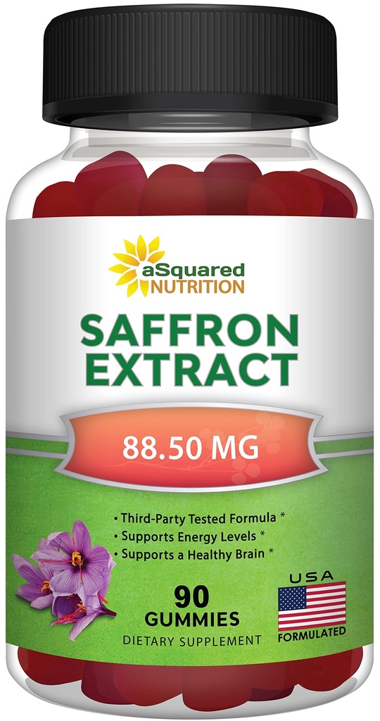aSquared Nutrition Saffron Gummies - Saffron Extract Supplement - Pure Gummy Supplements Alternative to Capsules, Pills, Powder & Tea
