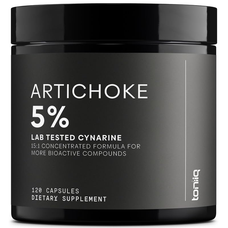 Toniiq Artichoke Extract 15:1 – 1,200 mg per Serving, Including 60 mg Cynarin – 120 Vegan Capsules – Liver & Digestive Support – Lab Tested – Non-GMO