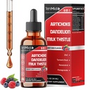 Artichoke Extract Liquid Drops - 9in1 Herbal Supplements Liquid with Zinc, Dandelion, Milk Thistle, Turmeric, Resveratrol, Pomegranate, Ginger, and Black Pepper - 30ml 1Fl Oz