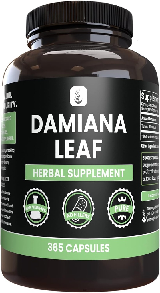 Damiana Leaf(365顶盖) 无镁或水稻灌装机,永远纯净