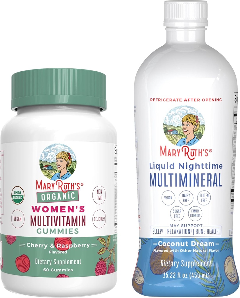 MaryRuth 's Multivitamin Gummees for Women (Strawberry) & Liquid Nighttime Multianomic (Pinequality)