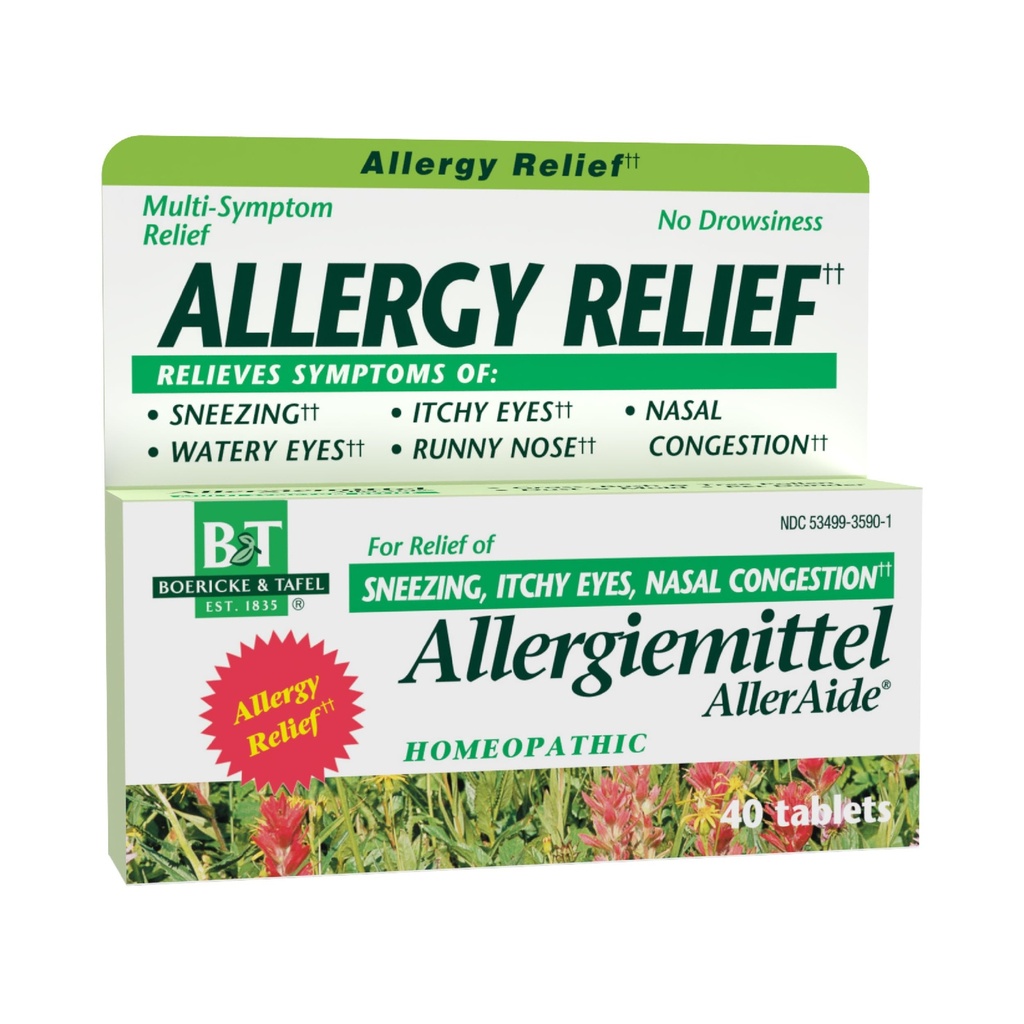 Nature's Way Allergiemittel AllerAide, Allergy Relief Tablets, 40 ct | Non-Drowsy Homeopathic Multi-Symptom Relief for Sneezing, Itchy and Watery Eyes, Runny Nose and Congestion
