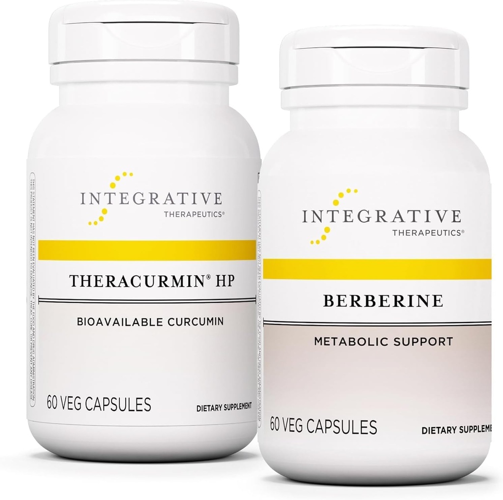 Integrative Therapeutics Bundle med Berberine, 60 Kapsler & Theracurmin HP, 60 Kapsler - Berberin for Metabolic Support* - Theracurmin Supplement Det er 27x Mer Biotilgjengelig *