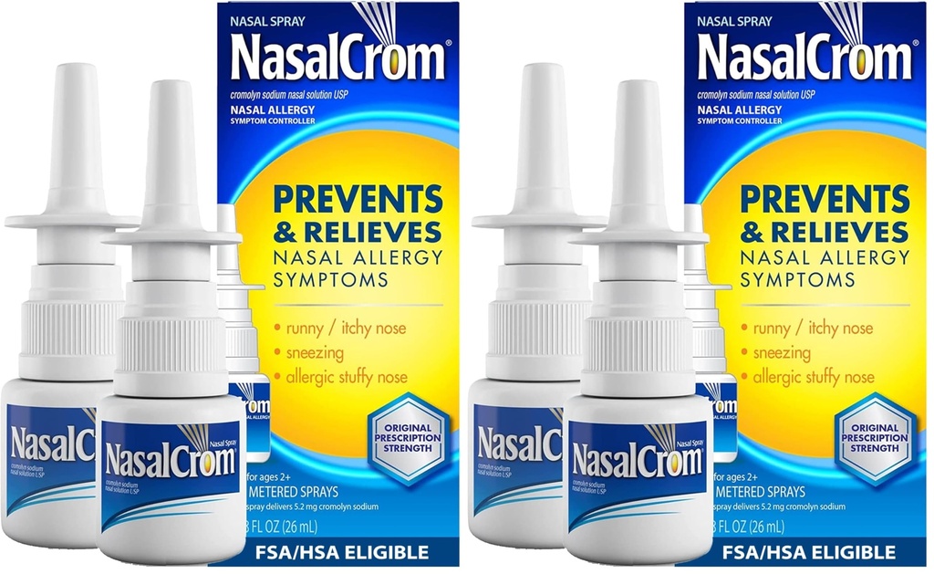 NasalCrom Nasal Spray Allergy Symptom Controller | 200 Sprays | .88 FL OZ,(Pack of 4)