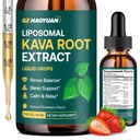 Liposomal Kava Kava Root Extract Supplement - High Absorption Kava Drops for Relaxation, Stress Relief, Cognitive & Immune Support, Vegan & Non-GMO, Strawberry Flavor 2 Fl Oz