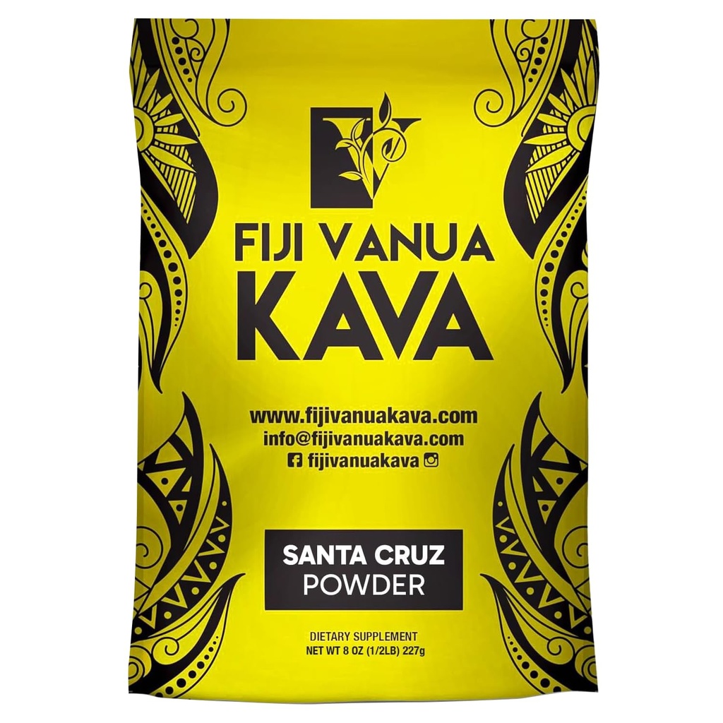 Fiji Vanua Kava Premium Santa Cruz Powder, Medium Grind Noble Root, Easy to Prepare Kava with A Smooth and Creamy Taste, Kava Root Powder, 8 oz
