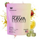 WUNDERKIND Kava Gummies Extra Strength — High Potency 70% Kavalactones | Noble Kava Root Extract | Vegan, Sugar-Free, No Gelatin | L-Theanine | Strawberry Lemonade