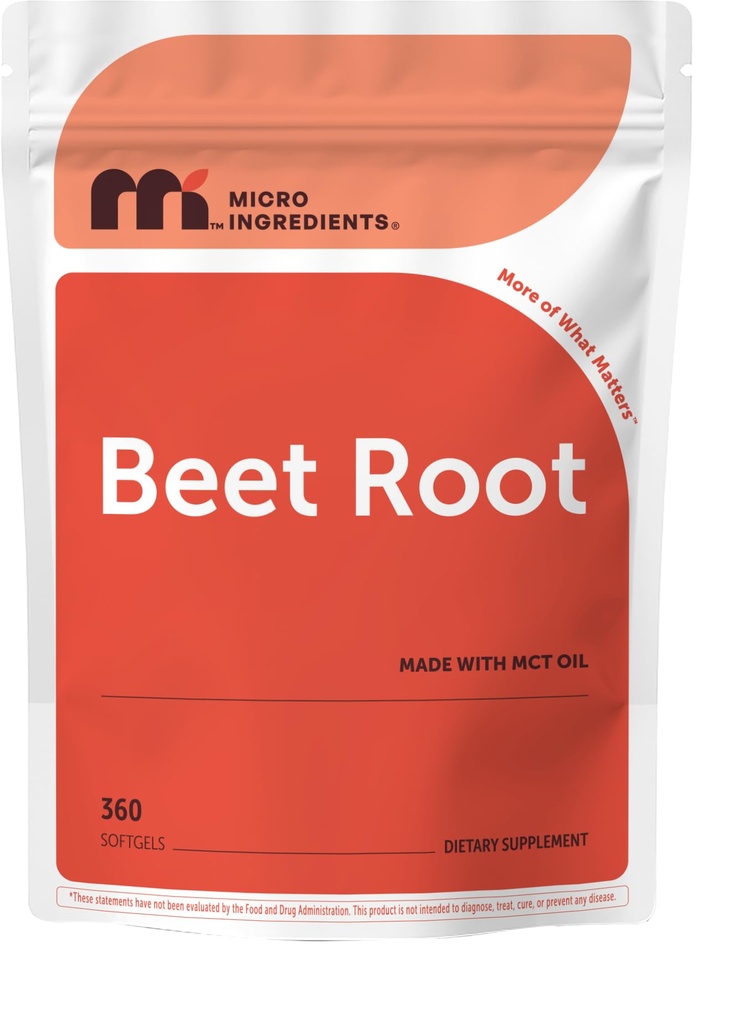Micro Ingredients Beet Root Extract, 360 Softgels with MCT Oil | Natural Beet Root Source | Beetroot Supplements | Non-GMO