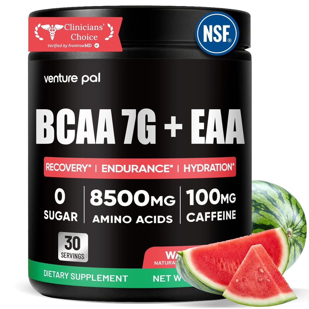 Sugar Free 7g BCAA + EAA Powder | Supports Muscle Recovery, Growth, Strength & Endurance – 10 Essential Amino Acids with L-Glutamine, Caffeine, Vitamin & Electrolyte for Energy & Hydration