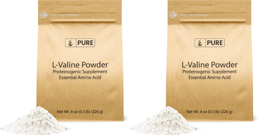 PURE ORIGINAL INGREDIENTS L-Valine (8 oz) Essential Amino Acid Supplement Powder (Pack of 2)
