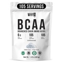BCAA Powder 2:1:1, Unflavored Branched Chain Amino Acids for Men and Women Pure BCAA Energy Powder for Mixing in Drinks & Shakes Non-GMO No-Additives, 105 Servings, 1.4 lb (630g)