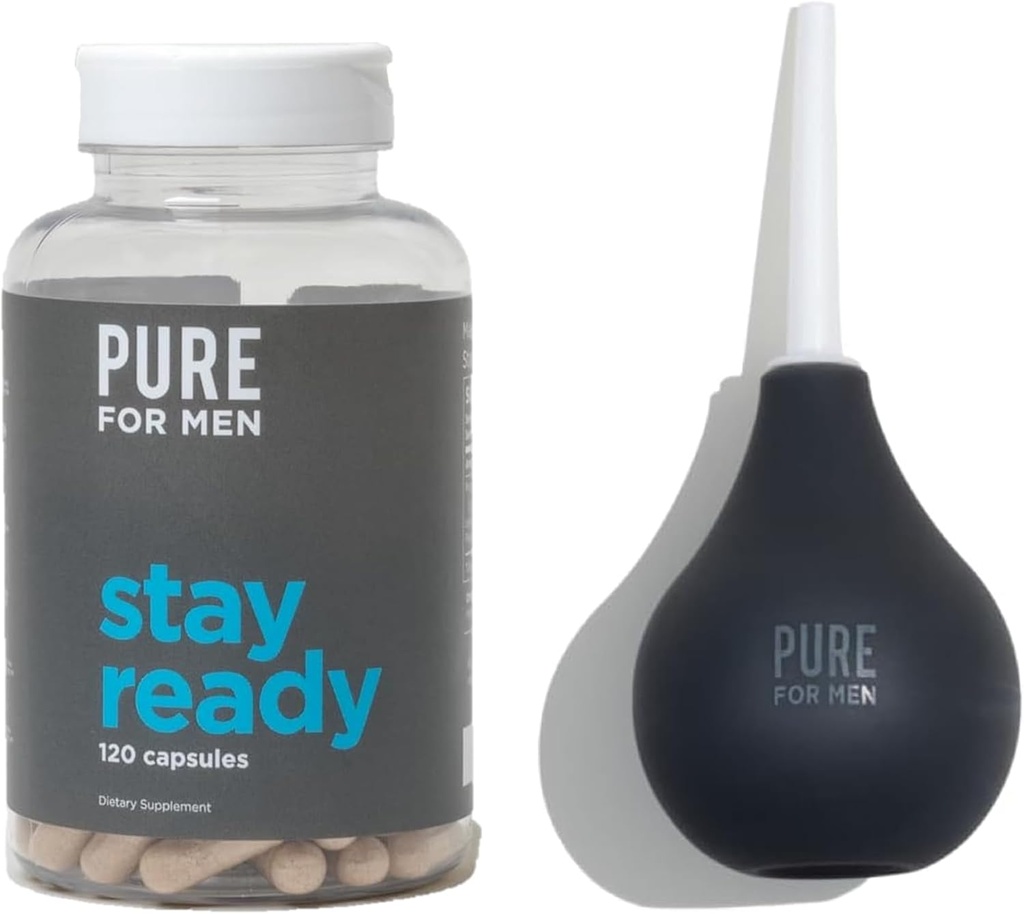 Grynas vyrams Stay Ready Fiber Addition (120 Ct) + Bum Bulb Anal Douche Kit