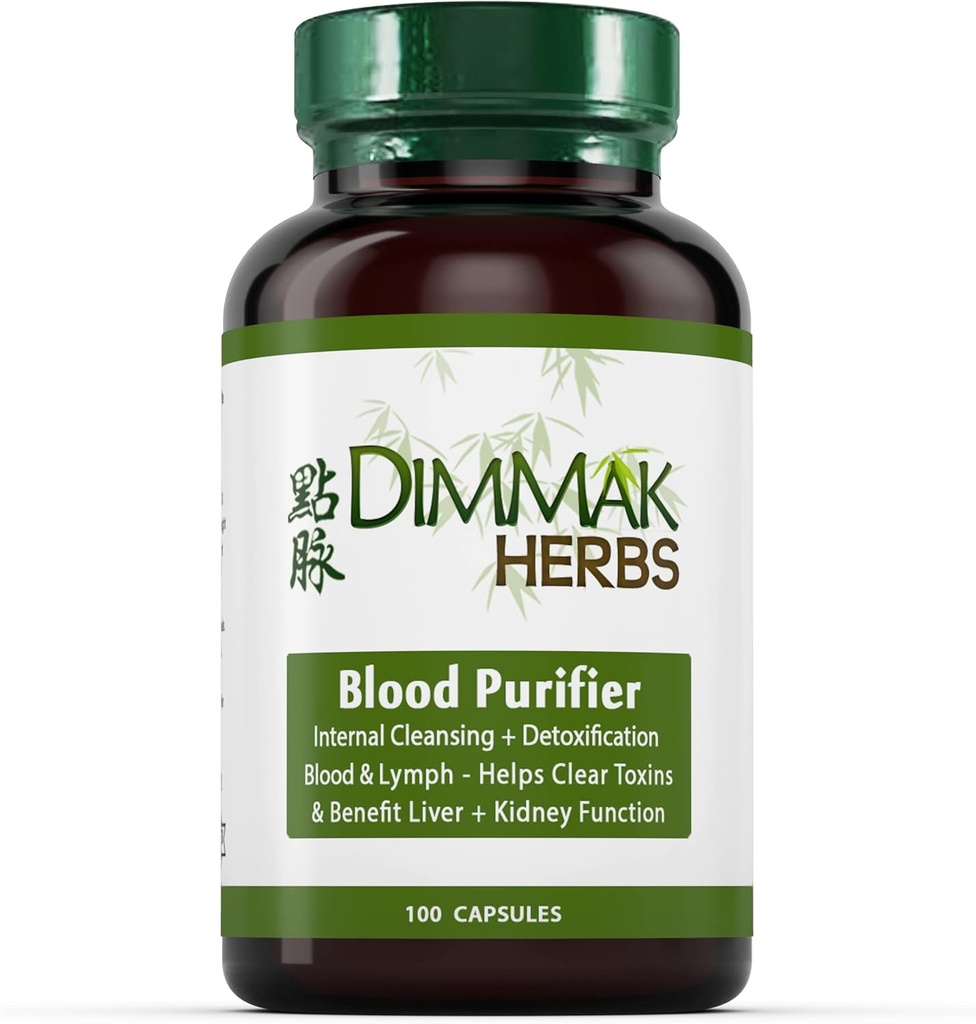 Herbs Dimmak Certified Organic Blood Purifier for Internal Cleansing " Detoxification + Beneficios Liver and Kidney Function ¦ Lab Tested Herbal Supplement 100 Capsules