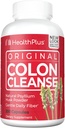 Health Plus Colon Cleanse Digestive Support | Toda a fibra diaria natural para a eliminación de toxinas para reducir o bloqueo | Apoia a saúde cardíaca | 200 cápsulas, 33 servizos