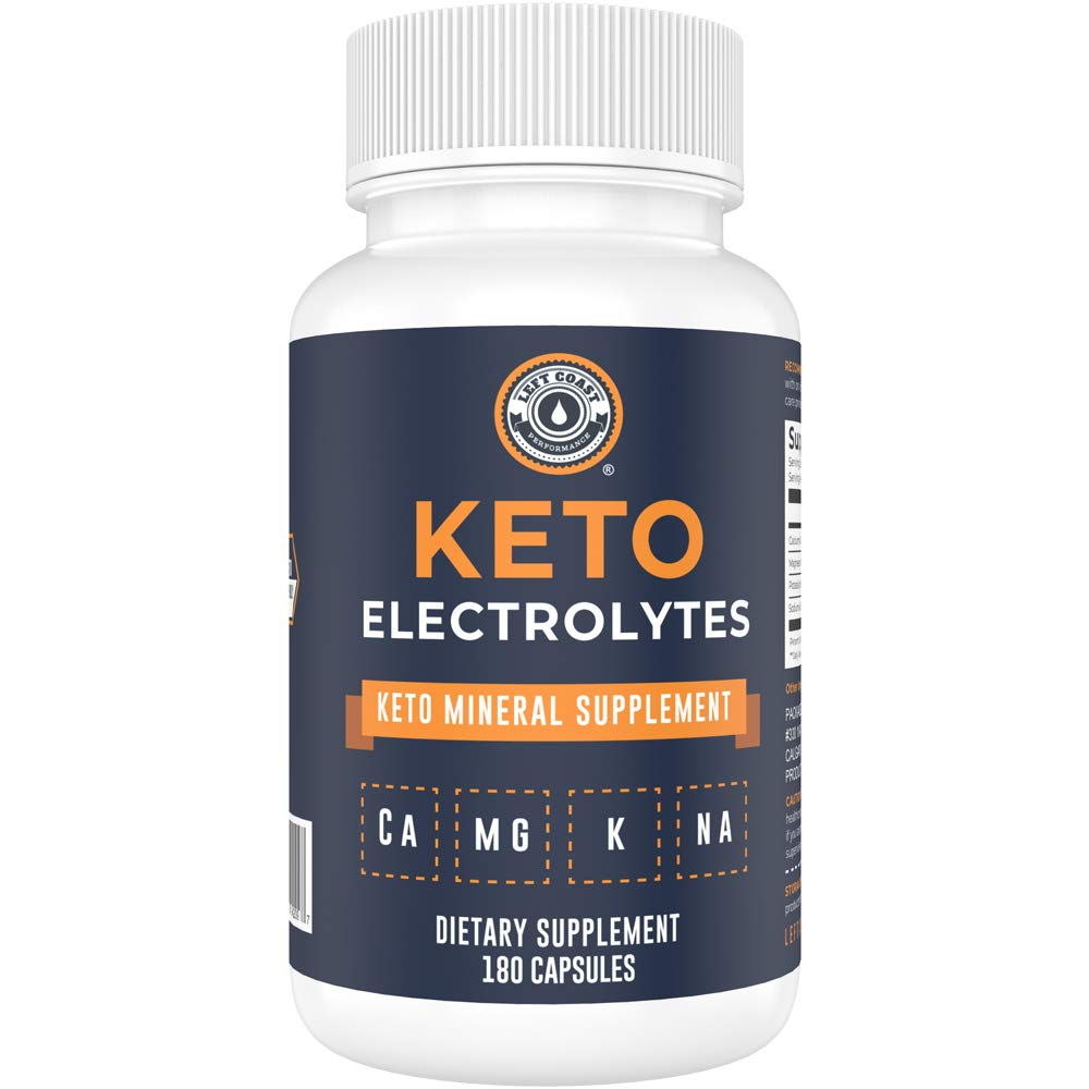 Keto Electrolyte Supplement, 180 Capsules. Electrolyte Pills for Ketogenic Diet. Magnesium, Potassium, Sodium, Calcium. Keto Tablets for Hydration Support* by Left Coast Performance