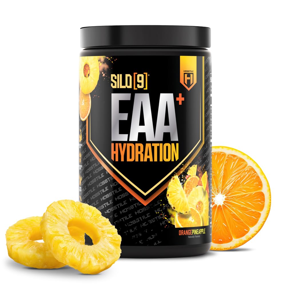 HOSSTILE SILO[9] EAA + Hydration Powder – Essential Amino Acids with Electrolytes, EAA BCAA Intra Workout Powder & Post Workout Recovery, Orange Pineapple, 30 Servings