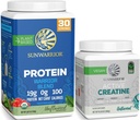 Sunwarrior Unflavored Creatine Powder & Organic Plant Based Protein Powder Set | Bundle & Save | Creatine Monohydrate Plus Vegan Organic Protein Supplements (60 Servings, 30 Servings)