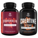 Bundle of Forskolin Weight Loss Supplement - Builds Muscle & Boosts Energy and Creatine Tablets Formula Blend of Creatine Monohydrate, HCL & Pyruvate - Muscle Mass Gain & Recovery for Men and Women